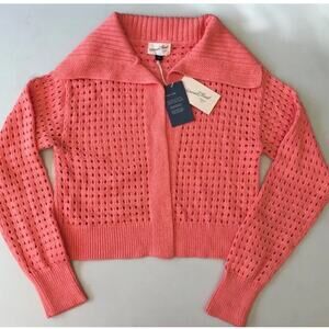 Universal Thread Crochet Knitted Cotton Sweater Cardigan PINK/CORAL Size XS
